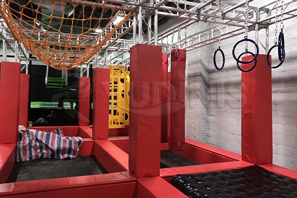 rope course of trampoline park background for sale